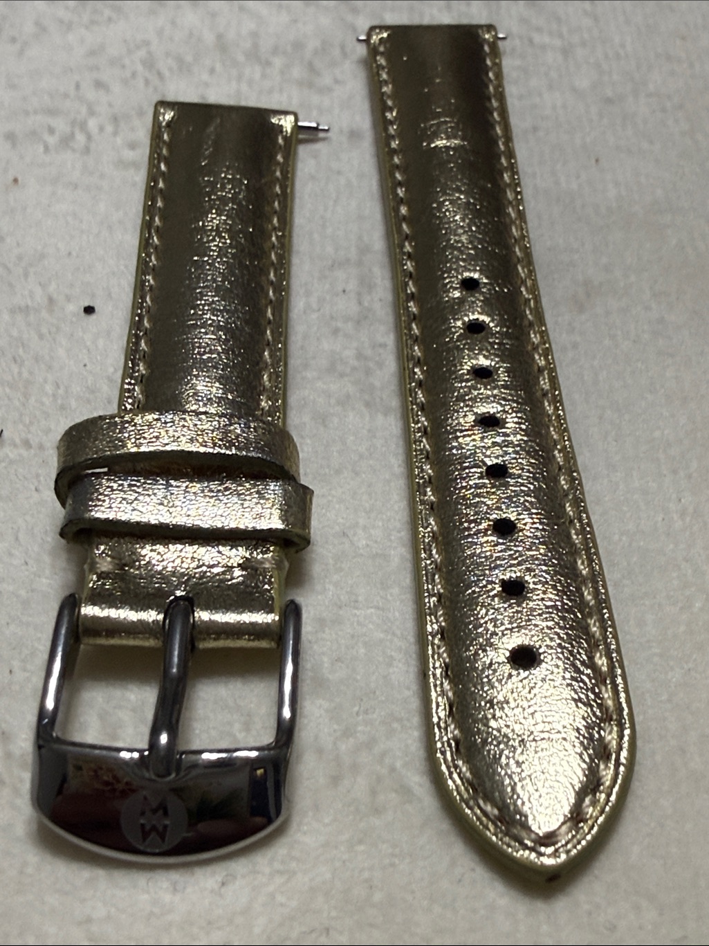 Michele Metallic Gold Leather Watch Strap 16mm